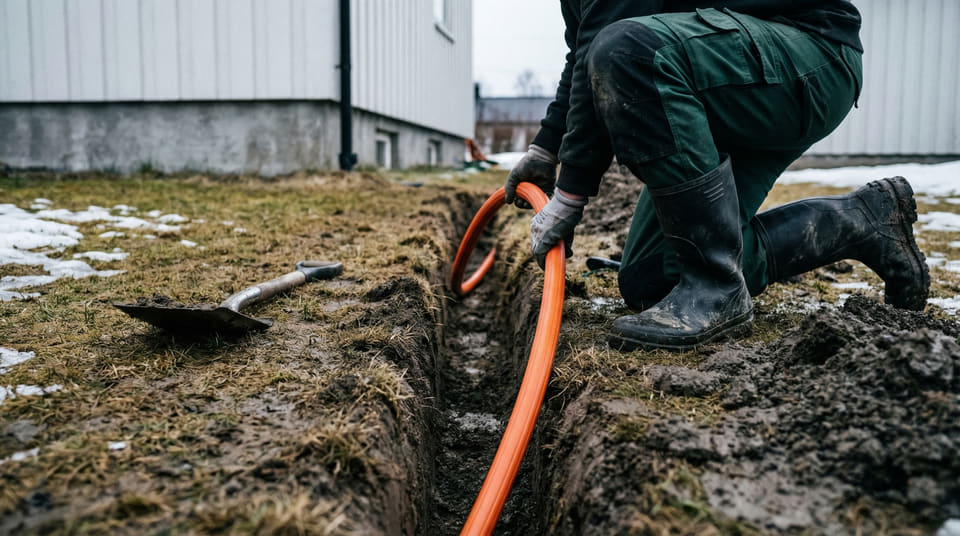 Du kan enkelt grave fiberkabelen selv. Følg våre 4 steg for å få raskere tilgang til det lynraske fiberbredbåndet