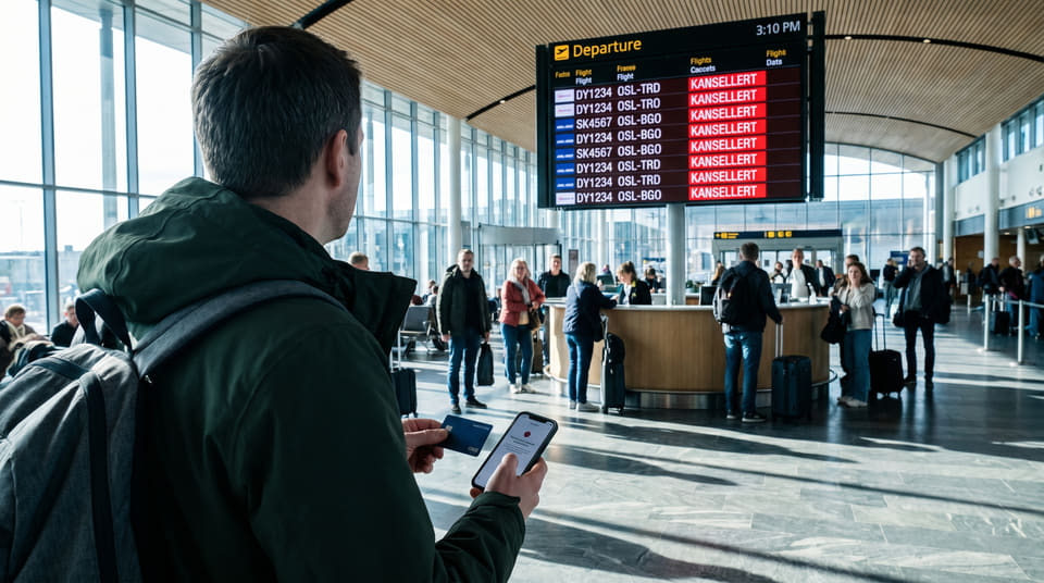 Har du opplevd kansellert fly? Lær hvordan du krever refusjon fra flyselskap, bank og forsikring. Se de viktige fristene og dine rettigheter her.