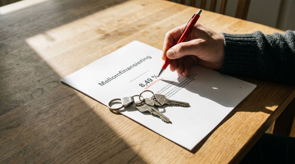 Hva koster det å sitte med to boliger? Lær om renter, gebyrer og 6-månedersregelen for mellomfinansiering, og se hvordan du kan få bedre betingelser.