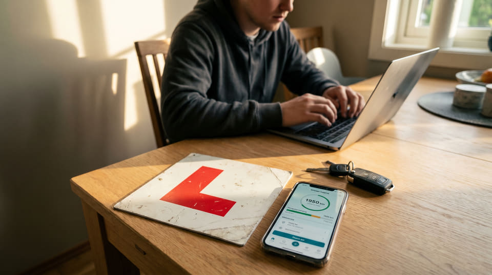 Unge sjåfører straffes ofte med skyhøye forsikringspremier. Ved å loggføre øvelseskjøringen og innhente tilbud fra flere selskaper, kan man spare over 20 000 kroner i året.