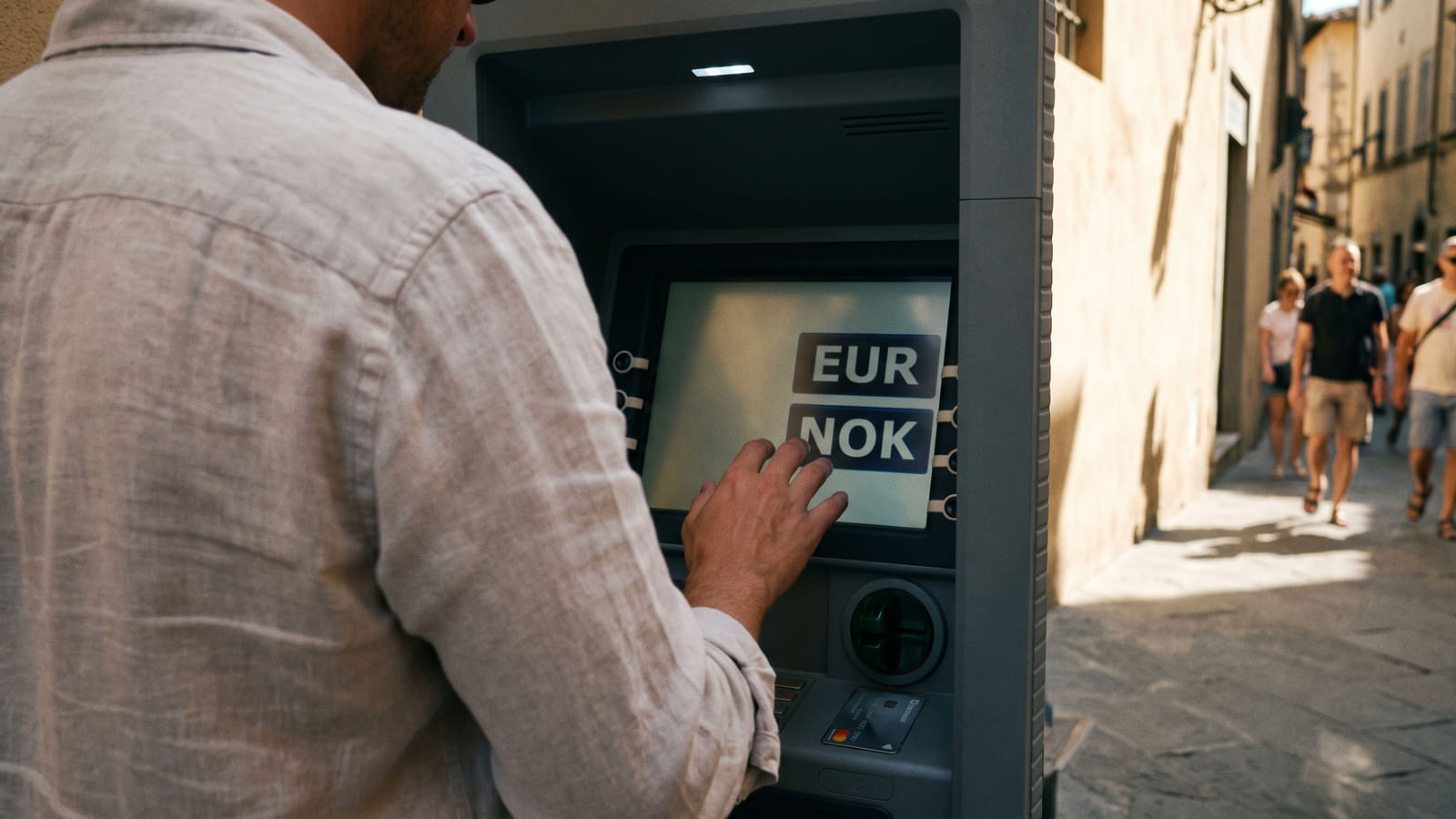 Velger du norske kroner i den utenlandske minibanken, kan feriekassen få seg en ubehagelig smell. Valutapåslag og gebyrer varierer nå kraftig mellom bankene.