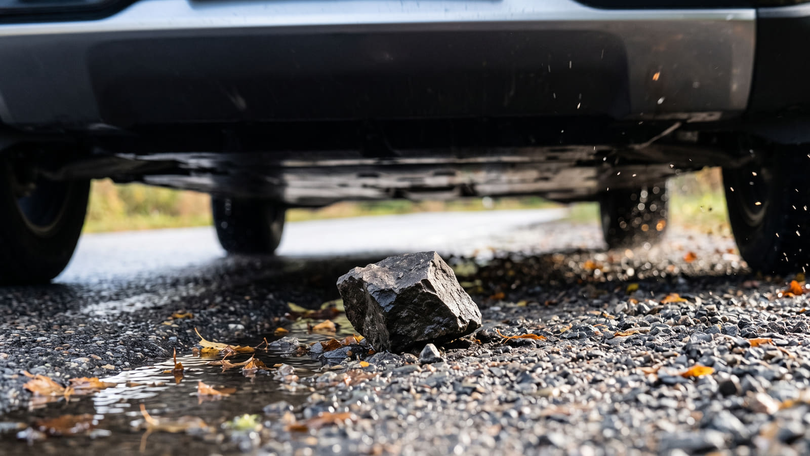 Et lite steinsprut under elbilen kan være nok til å skade batterikassen. Slike uhell fører ofte til økonomisk kondemnering hvis forsikringen ikke dekker skaden.