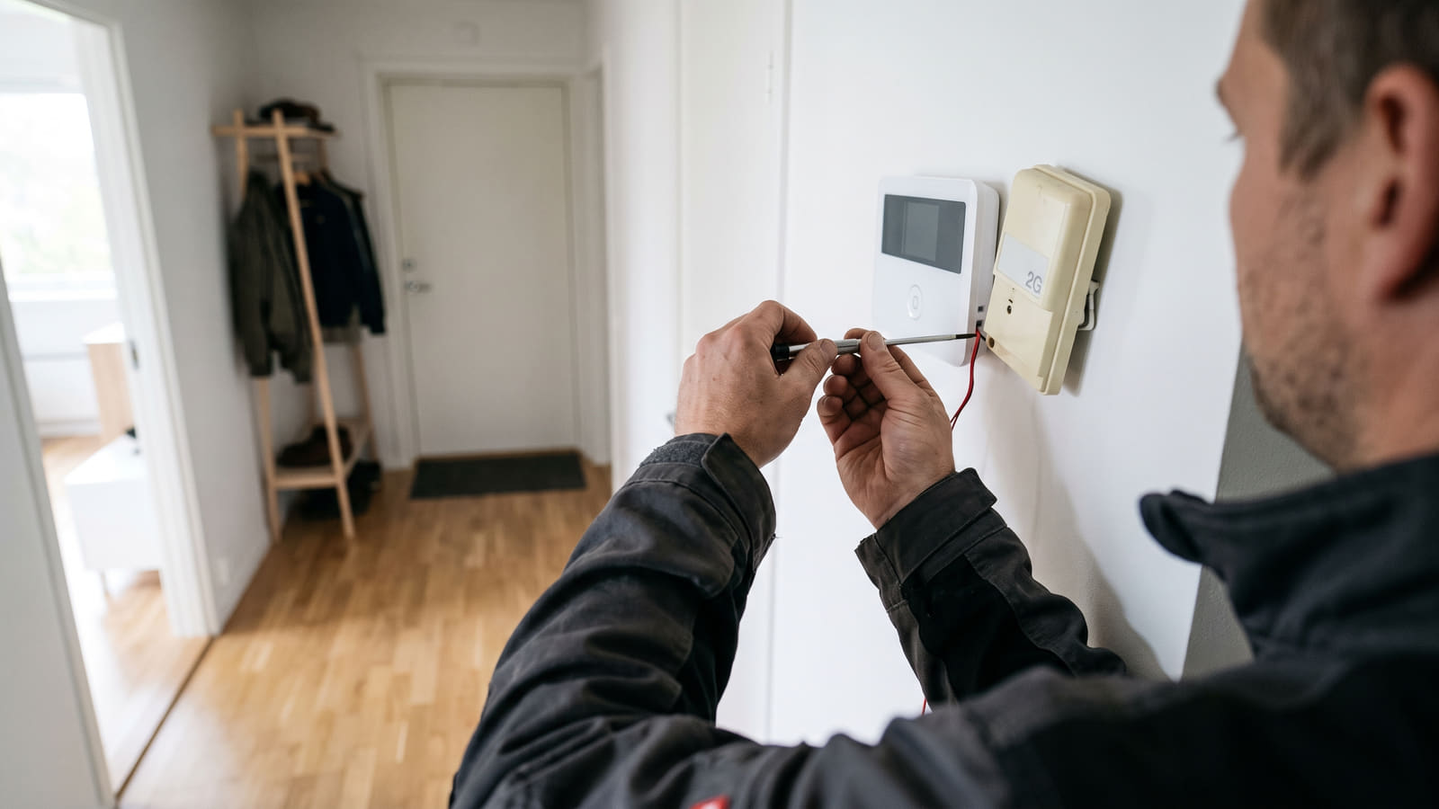 For å få full FG-godkjenning og maksimal forsikringsrabatt, kreves det at boligalarmen monteres av en sertifisert installatør. Mange må nå også bytte ut gamle 2G-anlegg.