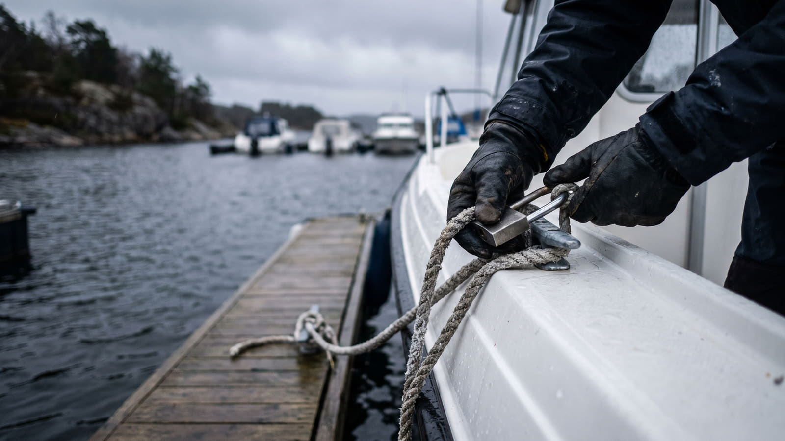 Høsten er her og båten må sikres. Forsikringsselskapene stiller strenge krav til fortøyning og vinteropplag for at kaskoforsikringen skal gjelde når høststormene slår inn.