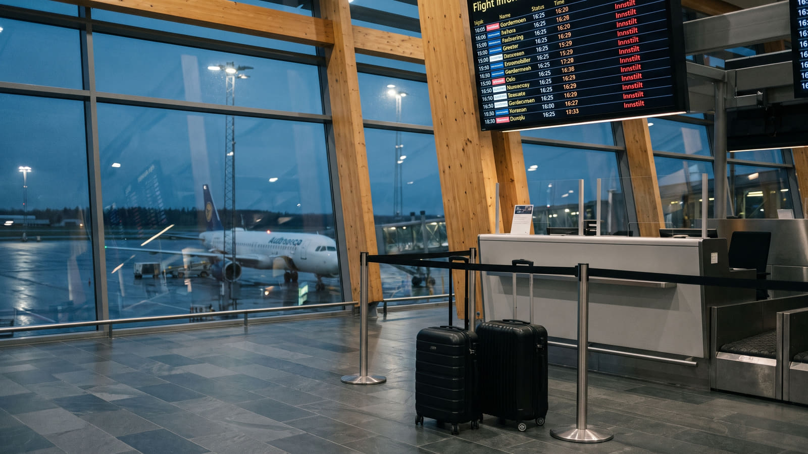 Er flyet innstilt på grunn av streik? Sjekk når du har krav på opptil 600 euro i kompensasjon, og hva som gjelder for refusjon, mat og ombooking.