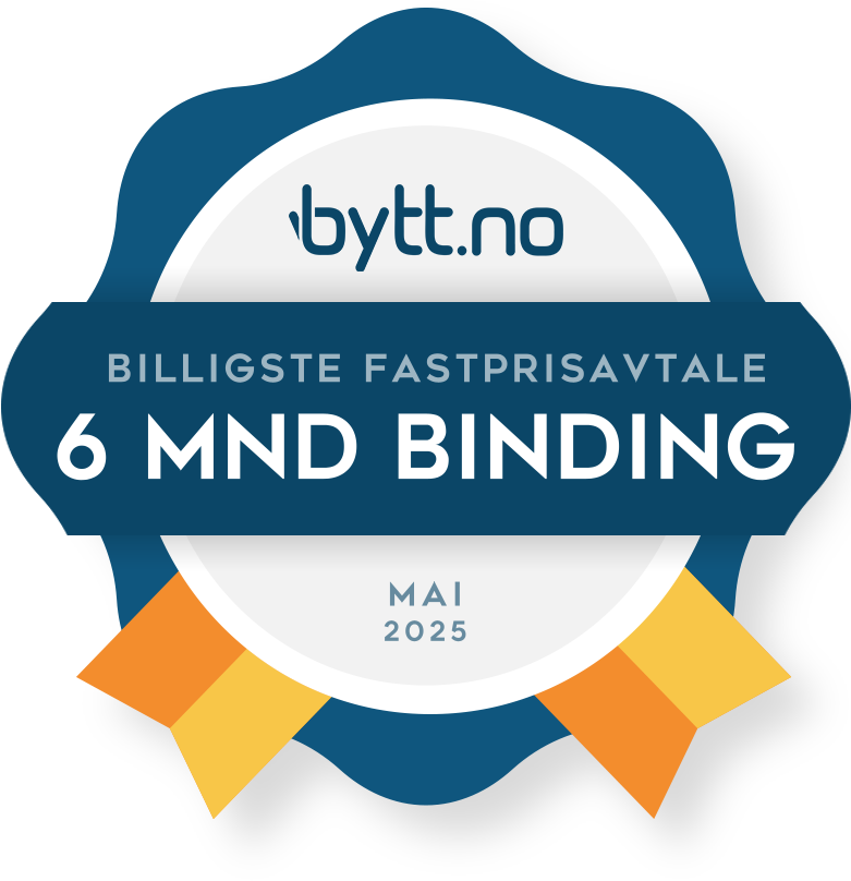 Billigste fastprisavtale med 6 mnd binding i mai 2025