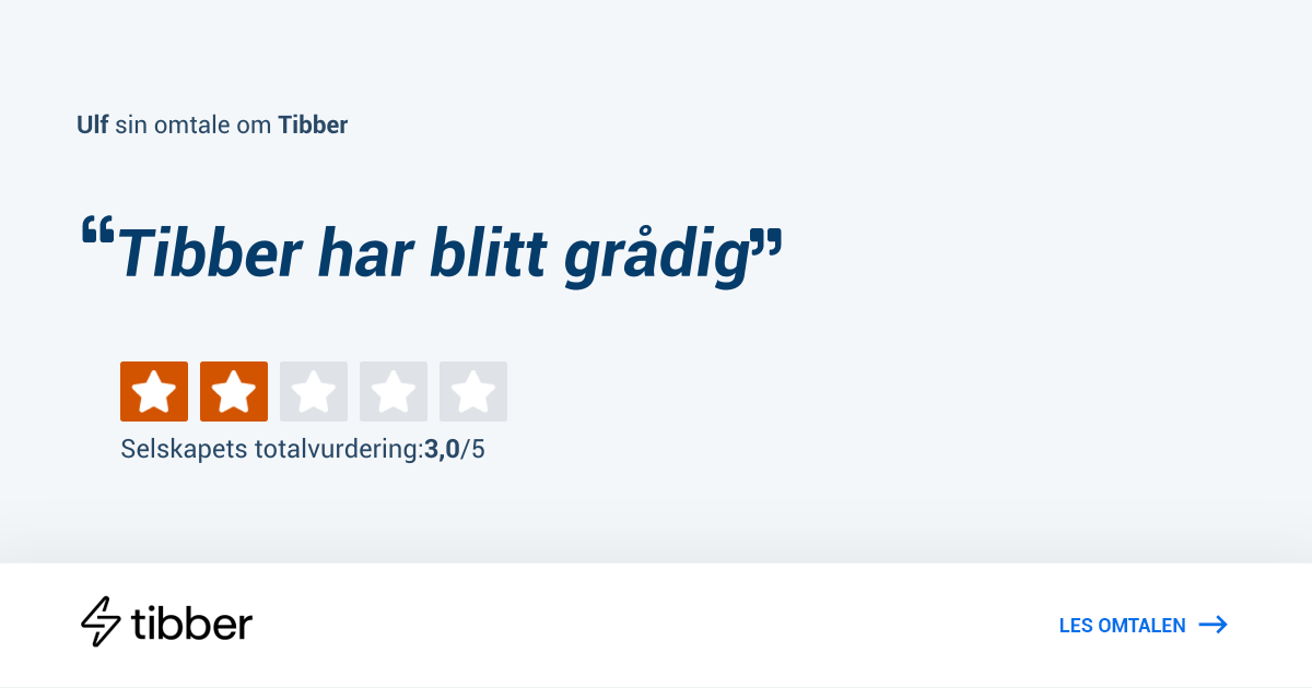 Tibber: Tibber har blitt grådig - Omtale av Ulf